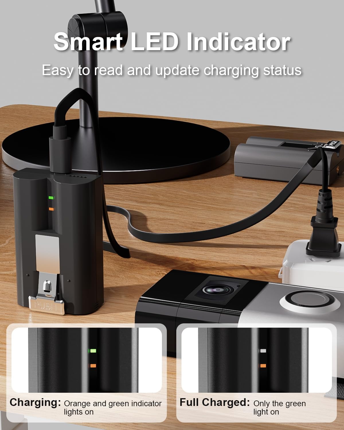 Batterie 6040mAh 3.65V + Station De Charge Pour Ring Video Doorbell 2/3/4, Spotlight Cam, Stick Up Cam – Rechargeable Longue Autonomie