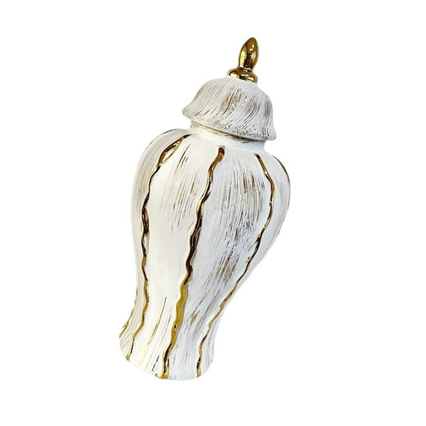 Jarrón de porcelana con forma de jengibre para escritorio, coleccionable, de cerámica retro, para flores, té Blanco