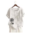 thumbnail image 3 of Plus Size Tops For Womens Casual Loose Button Linen Plus Size Daily Boho Tanic T-Shirt Blouse Tops, 3 of 6