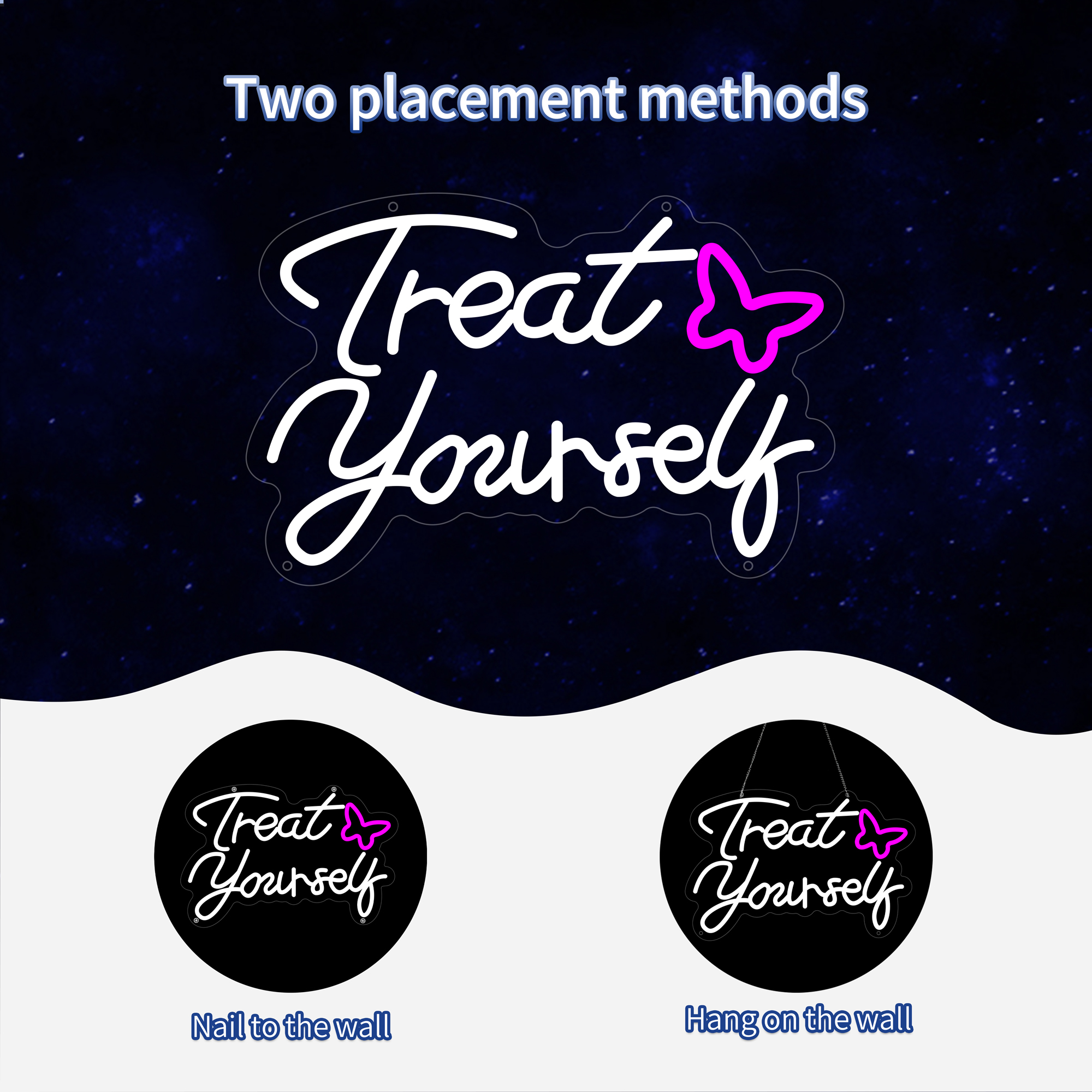 Treat Yourself Neon Sign for Wall Decor, Treat Yourself Led Signs for Home Decor, Dimmable Neon Light Sign for Bedroom, Game Room, Living Room, Bar Decoration, USB Powered Light Up Signs for Man Cave