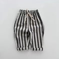 thumbnail image 2 of CPNG Newborn Infant Toddler Baby Girls Boys Striped Casual Sweatpants Cotton Elastic High Waist Baggy Joggers(Black,3-6 Months), 2 of 4