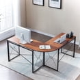 thumbnail image 6 of VECELO L-Shaped Desk, Corner Computer Desk for Home Office, Multi-Usage Long 2 Person Sturdy Writing Table, Easy Assembly/Saving Space, Brown, 6 of 11