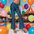 thumbnail image 2 of oqasdz Women Flared Leg Pants Sequined Scale Design Casual Trousers Slim Fit Comfortable Elastic Waistband Stretch Outdoor Activities, 2 of 4