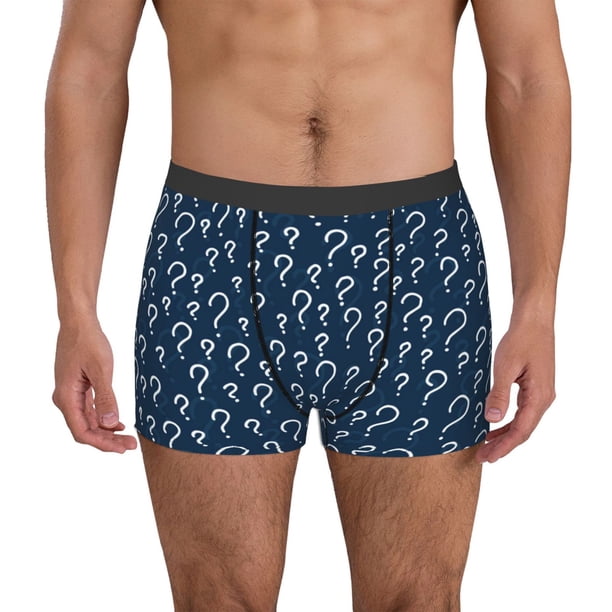 Balery Question Marks Calzoncillos bóxer para hombre, ropa interior de algodón suave y transpirable con cinturilla de nailon-Medium