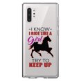 thumbnail image 1 of DistinctInk Clear Shockproof Hybrid Case for Galaxy Note 10 PLUS (6.8" Screen) - TPU Bumper Acrylic Back Tempered Glass Screen Protector - I Ride Like A Girl - Try To Keep Up - Horse, 1 of 1