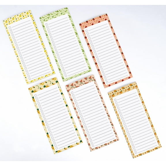 Inkdotpot Pack of 6 Funny Magnetic Dry Erase List For Fridge, Wipe Clean w/ NoStain, Quick Notes Shopping & Grocery List Whiteboard for Fridge, 8.75" x 3.8"(Fruits)