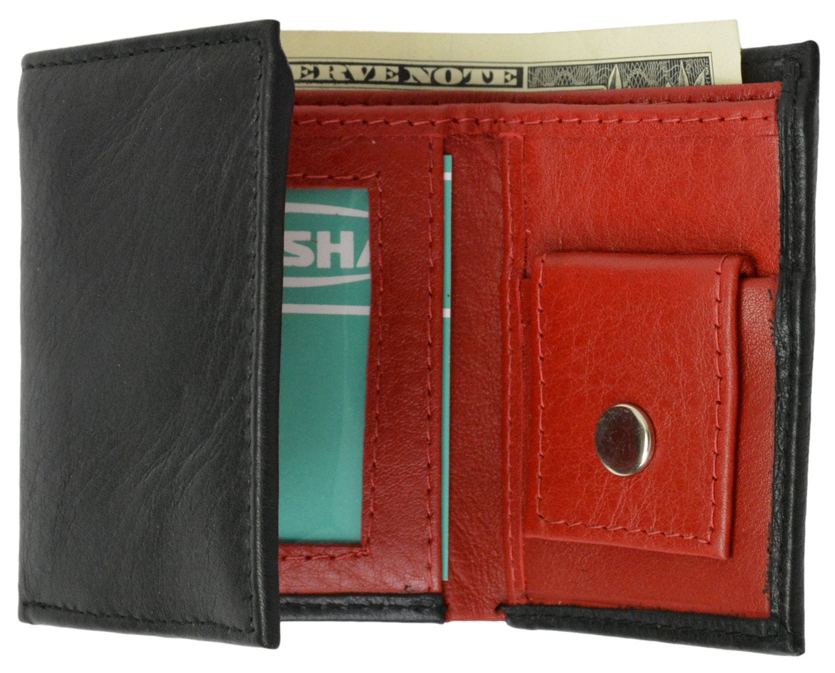 menswallet Premium Soft Leather Childrens Trifold Wallet Kids Bicolor