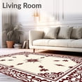 thumbnail image 2 of ODIKA 2'x3' Machine Washable Non-Slip Area Rug, Ornamental Design Featuring Layered Petal Shapes and Curved Vines High Traffic Rug with Pad, Beige, 665912, 2 of 8