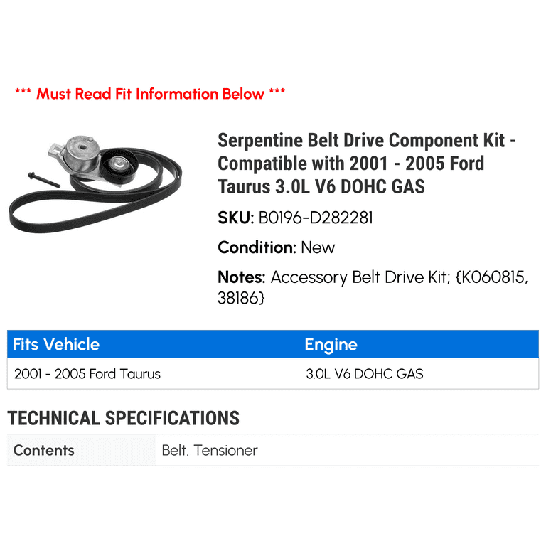 2001 ford taurus serpentine belt best sale