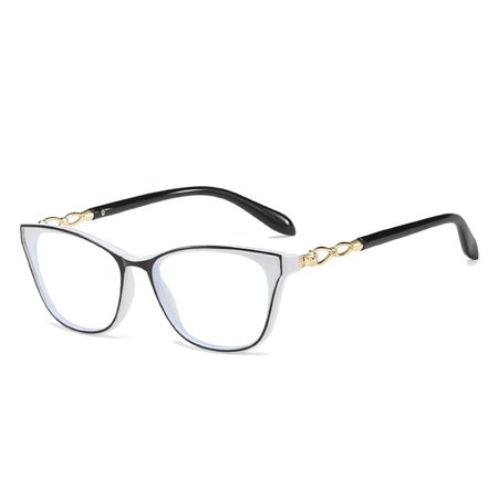 Comfortable Vintage Elegant Portable Reading Glasses Anti-Blue Light Eyeglasses Ultra Light Frame BLACK WHITE STRENGTH 300
