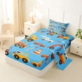 thumbnail image 2 of Castle Fairy Cartoon Construction Truck Twin Sheet Sets 3pcs for Kids, Cute Excavator Vehicle Bedding for Bedroom, Bright Blue, 2 of 6