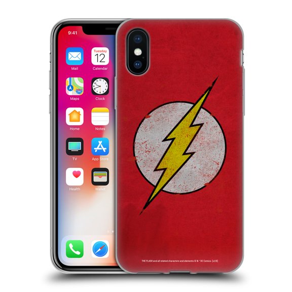Head Case Designs Officially Licensed The Flash DC Comics Logo Distressed Look Soft Gel Case Compatible with Apple iPhone X / iPhone XS