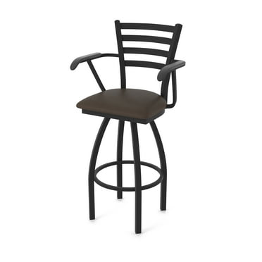 415 Jackie with Arms 36" Swivel Bar Stool with Black Wrinkle Finish and Rein Coffee Seat