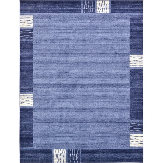 Unique Loom Del Mar Collection Area Rug-Transitional Inspired with Modern Contemporary Design, 9' 0 x 12' 0 Rectangular, Navy Blue/Ivory