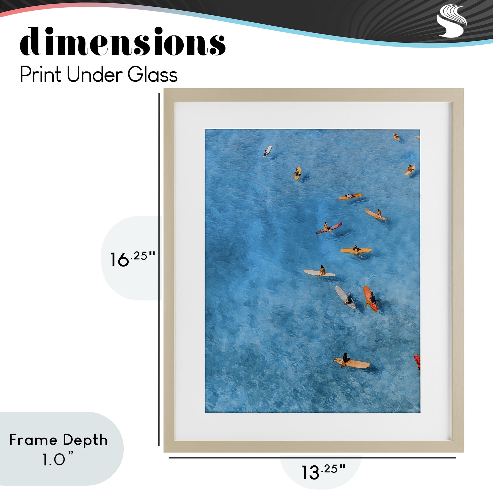 Stupell Industries Leisurely Surfers on Sea Birch Framed Print Under Glass, design by Jesse Keith