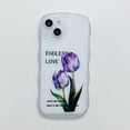 thumbnail image 1 of Funda Compatible Para iPhone 14 13 12 Mini 11 Pro X XR XS Max SE 2020 7 8 Plus Oval Ojo Grande Patrón Ondulado Motivo Rosa Púrpura Tulipán Y Hoja, 1 of 4
