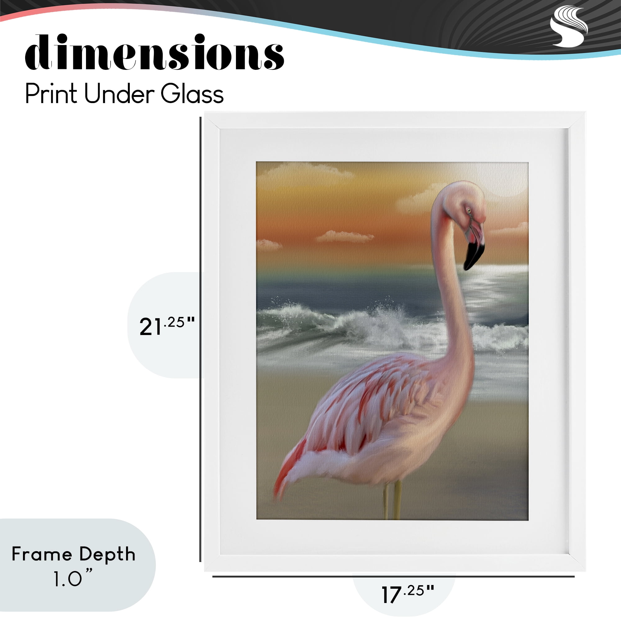 Stupell Industries Coastal Beach Flamingo White Framed Print Under Glass, design by Matthew Piotrowicz
