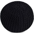 thumbnail image 6 of BirdRock Home Round Pouf Foot Stool Ottoman - Black, 6 of 6