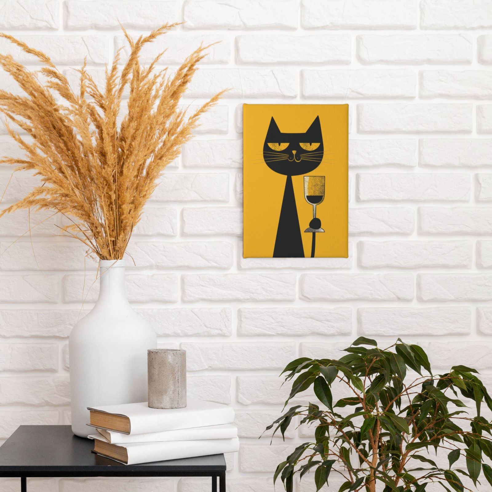 8x12 inch Paintings On Canvas Cats And Wine Glasses,Home Room Decor Kitchen Accessory,Funny Cats And Wine Glasses Modern Style Canvas Painting,Gift For Cat & Wine Lovers,For Bedroom,Bar,Door