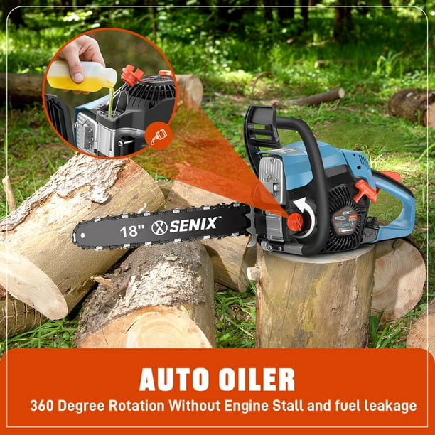 SENIX 49cc 4-Cycle Gas Chainsaw, 18-Inch Bar and Chain, Automatic