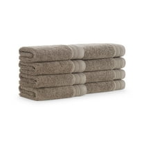 Aston & Arden Anatolia Turkish Washcloths (8 Pack), 13x13, 600 GSM, Solid Woven Linen-Inspired Dobby, Ring Spun Combed Cotton, Brown