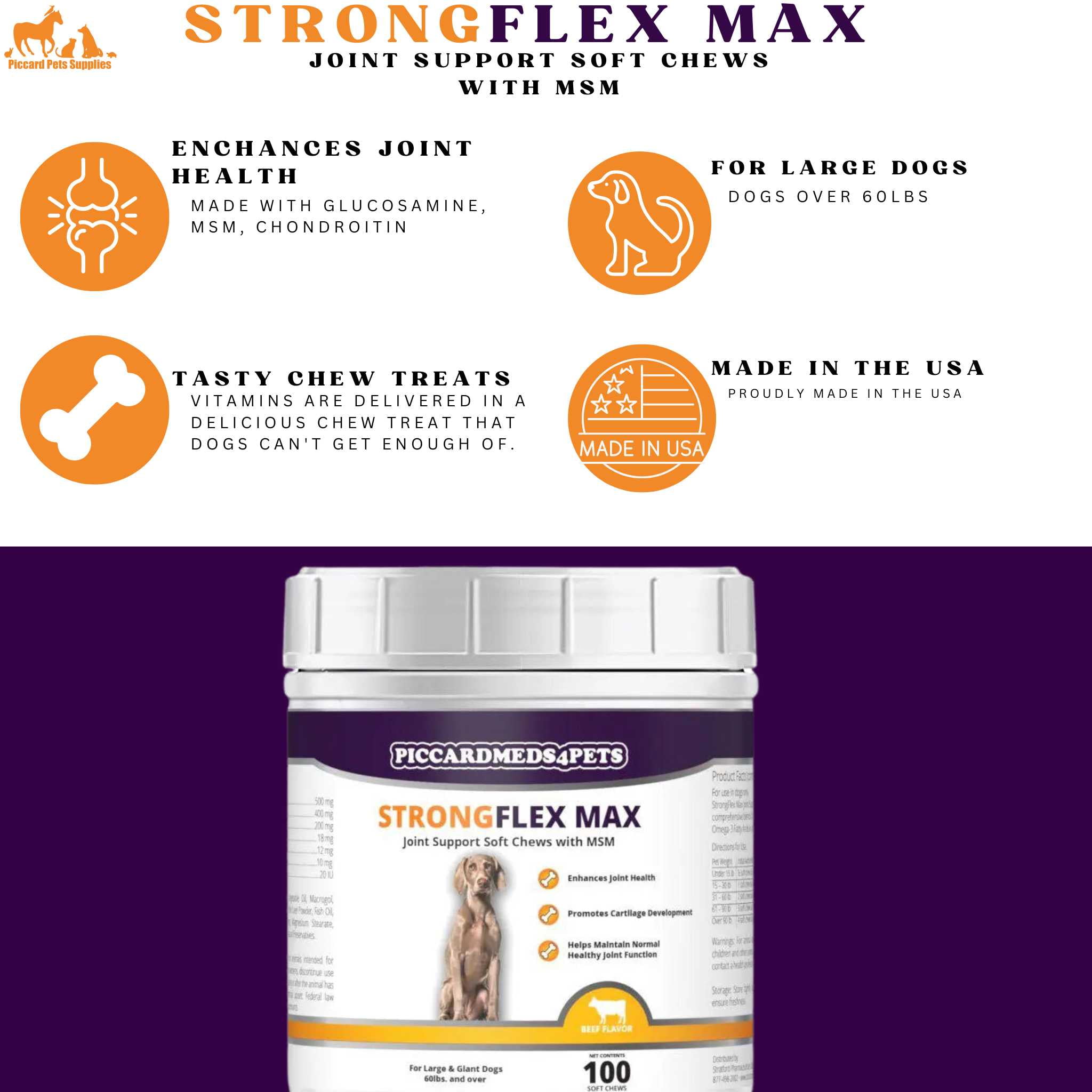 Piccardmeds4pets StrongFlex Max Joint Support Chews Large Dogs 100ct