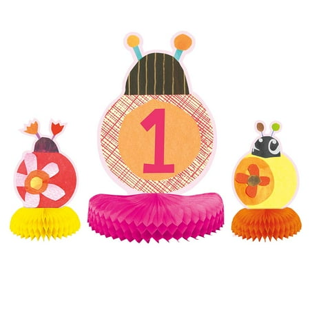 Assorted Ladybug 1st Birthday Centerpiece Decorations (Pack of 3) - Charming & Eye-Catching Design, Great Decor For Your Little One's Special Day