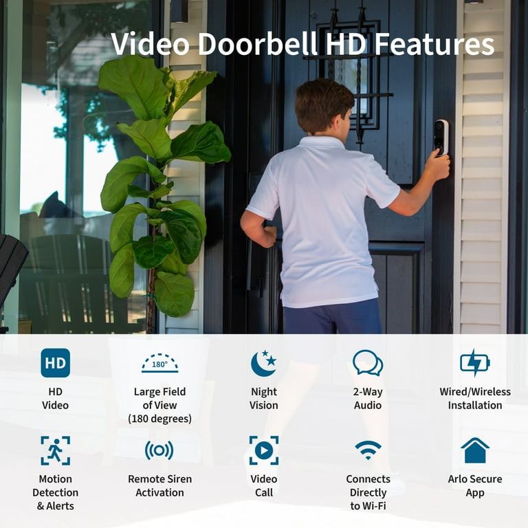 Free Shipping! Arlo Video Doorbell HD 1080p Battery Wired Camera