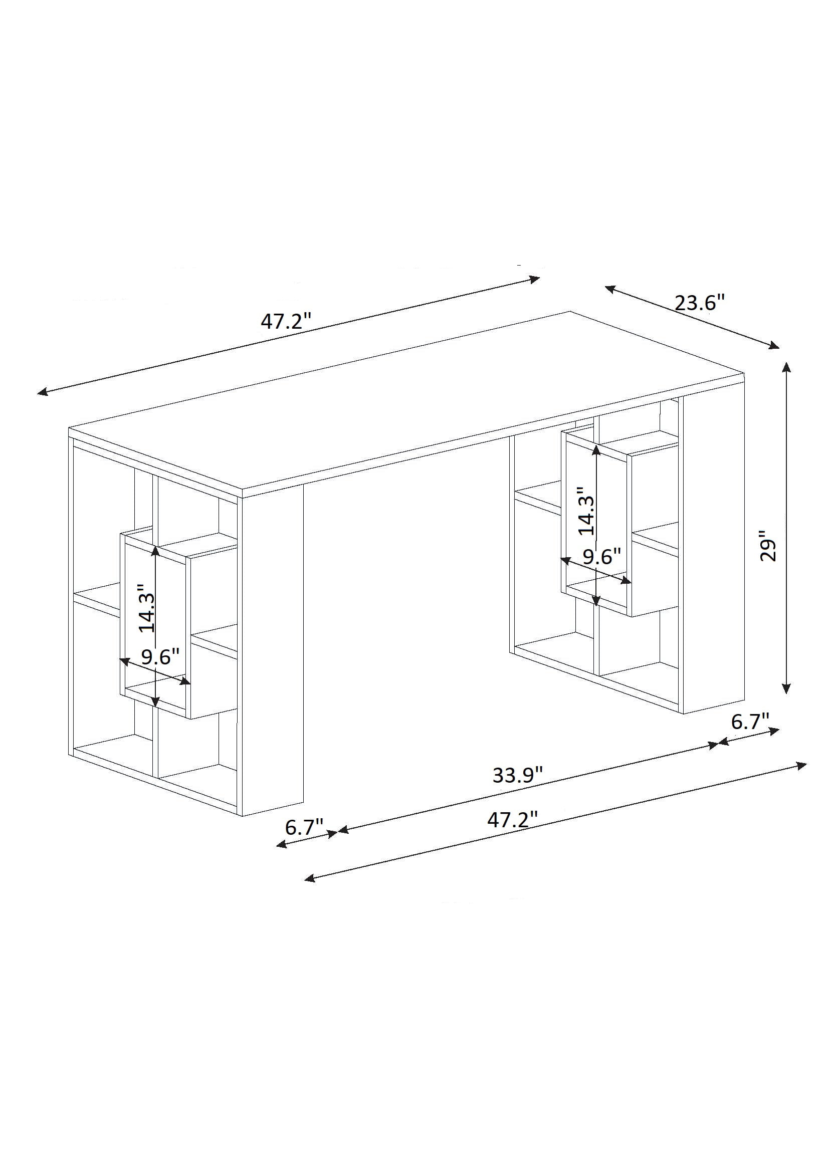Ada Home Decor Furniture 2 Tier White Margate Modern Desk