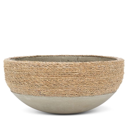 Set of 2 Low Half Seagrass Covered Planter