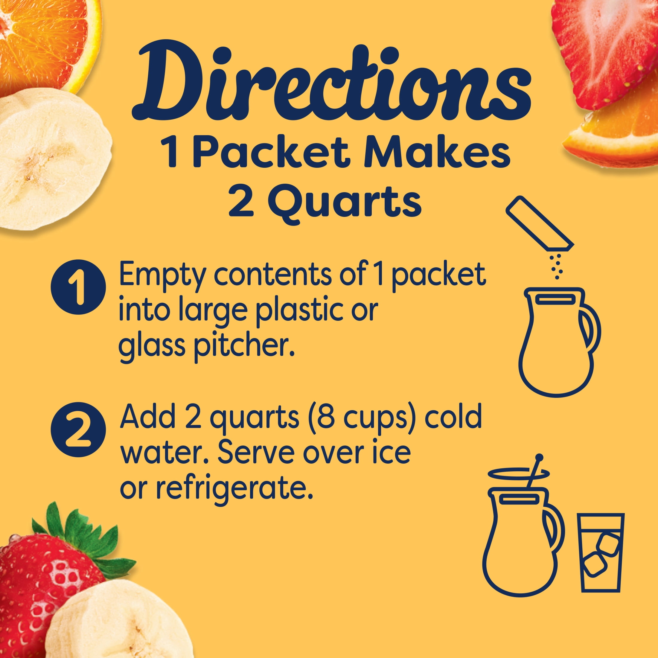 Crystal Light Drink Mix, 6 Pitcher Packets, for Flavorful Hydration and Shareable Refreshment, Strawberry Orange Banana artificial flavor, Zero Sugar, Low Calorie, 2.4 oz