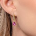 thumbnail image 3 of Gem Stone King 10K Yellow Gold Pure Pink Mystic Topaz and Lab Grown Diamond Earrings for Women | 2.09 Cttw | Gemstone November Birthstone | Pear Shape 8X5MM, 3 of 6