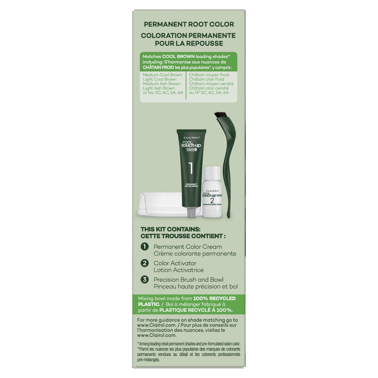(3 pack) Clairol Root Touch-Up Natural Instincts Permanent Hair Dye, 5C Cool Brown, Hair Color, 1 Kit