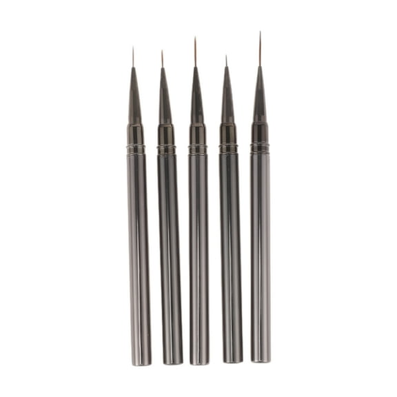 Unique Bargains 1 Set Fine Nail Art Brushes Kit for Nail Design Silver Tone