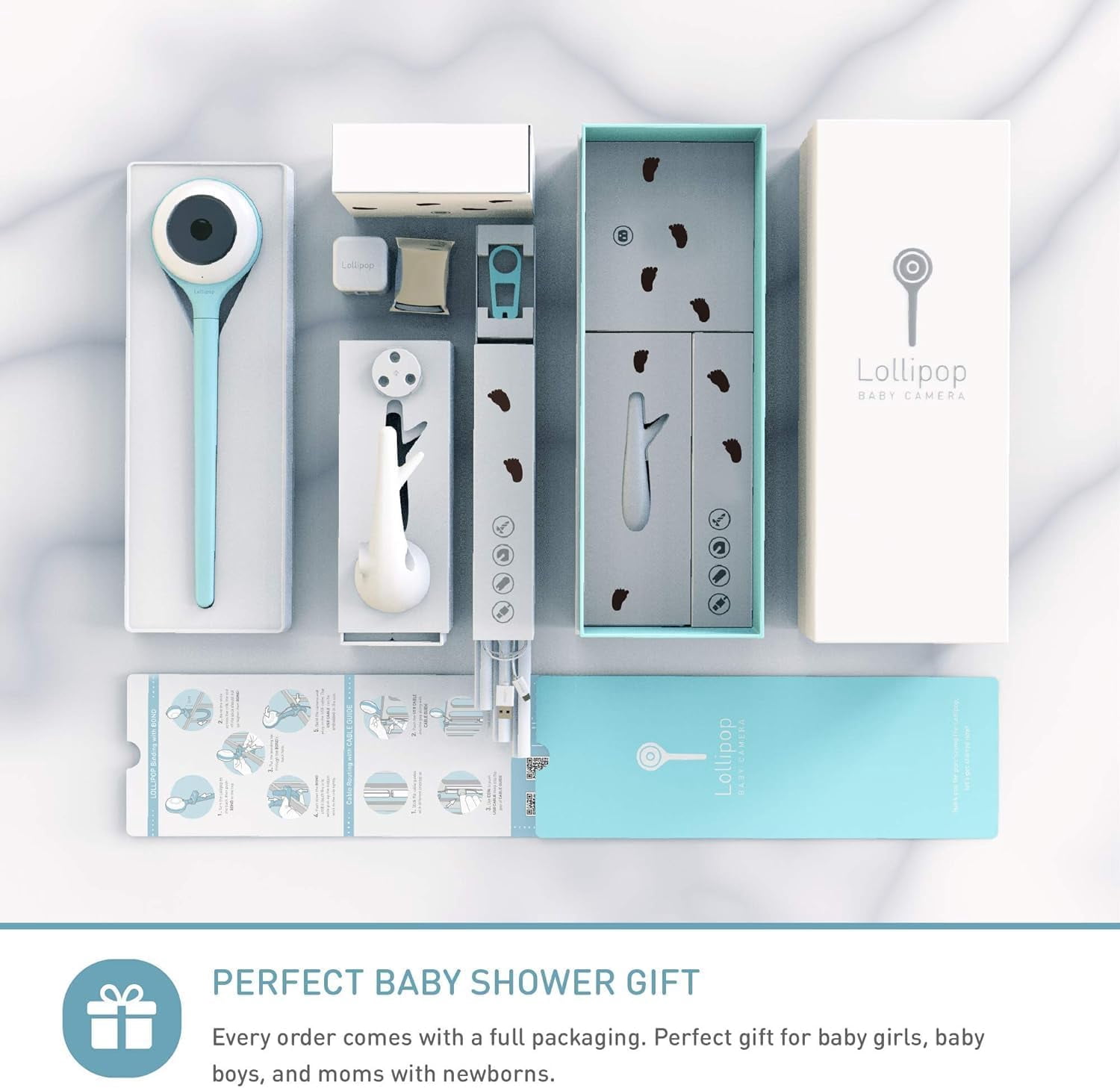 Lollipop Smart Wi-Fi Camera Baby Monitor – True Crying Detection, 2-Way Audio, Night Vision, Music, Mobile App | Cotton Candy | Ideal Baby Shower Gift