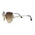 thumbnail image 6 of Womens Upside Down Half Rim Bling Pearl Metal Frame Cat Eye Sunglasses Gold - Brown, 6 of 8