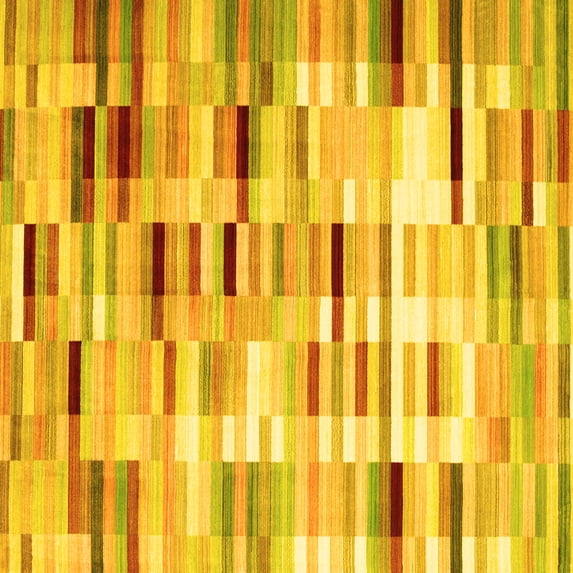 Ahgly Company Indoor Square Abstract Yellow Contemporary Area Rugs, 4' Square