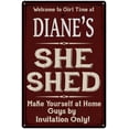 thumbnail image 1 of DIANE'S She Shed Red Sign Gift Lady Cave 8x12 Metal Sign 108120088053, 1 of 1