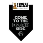 Fun Dog Bandana -Come to the Bark Side - One Size Fits Most for Medium to Large Dogs, black pet scarf