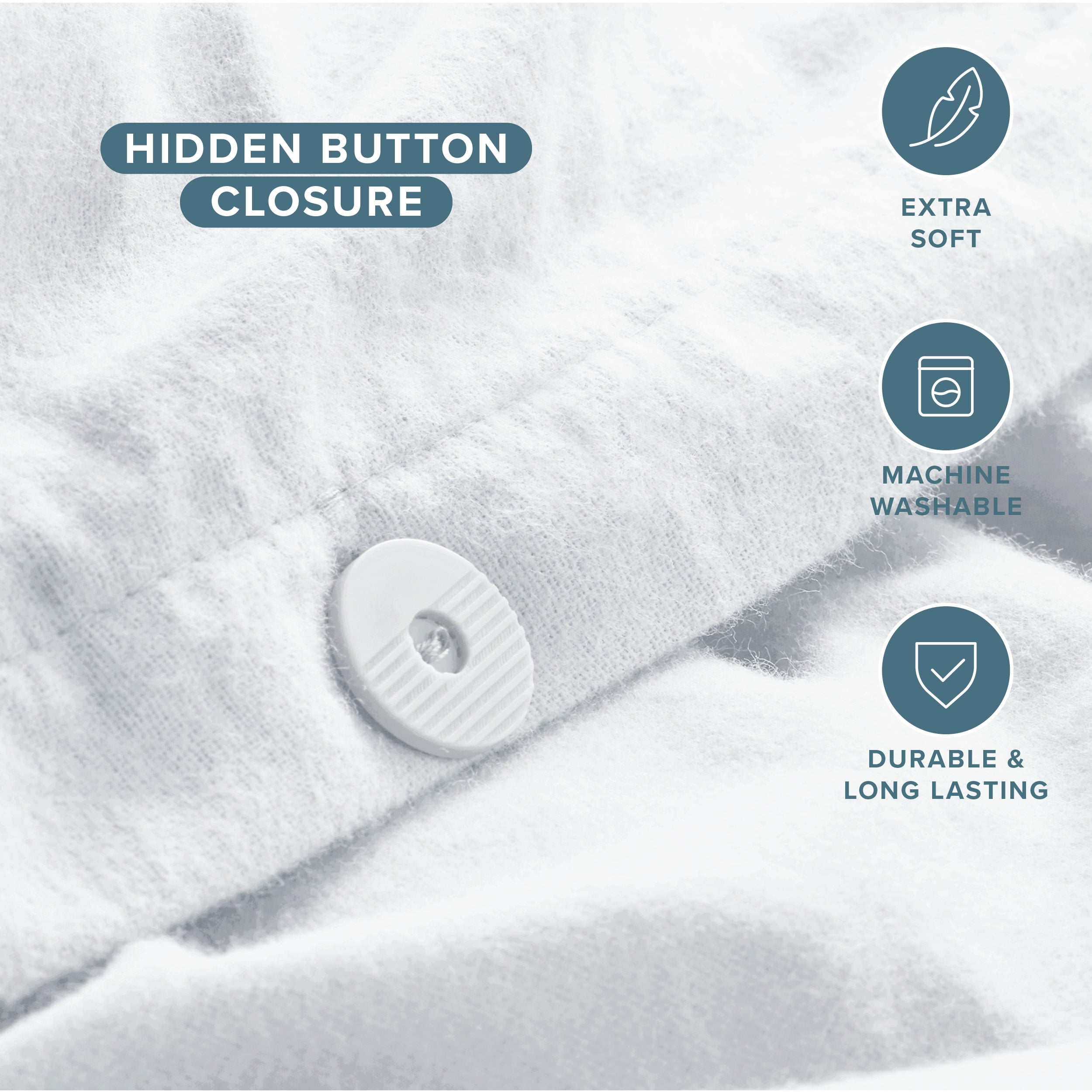 Bare Home Flannel Duvet Cover Set - 100% Flannel Cotton - Double Brushed - Cal King, White