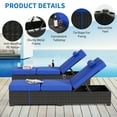 thumbnail image 3 of OUTWIND Lounge Chair Outdoor Set of 2, PE Rattan Lounge Chairs with 5 Level Adjustable Backrest & Side Tabletop, Comfort Cushions Patio Lounge Chair for Poolside Deck Balcony Backyard, Blue, 3 of 8