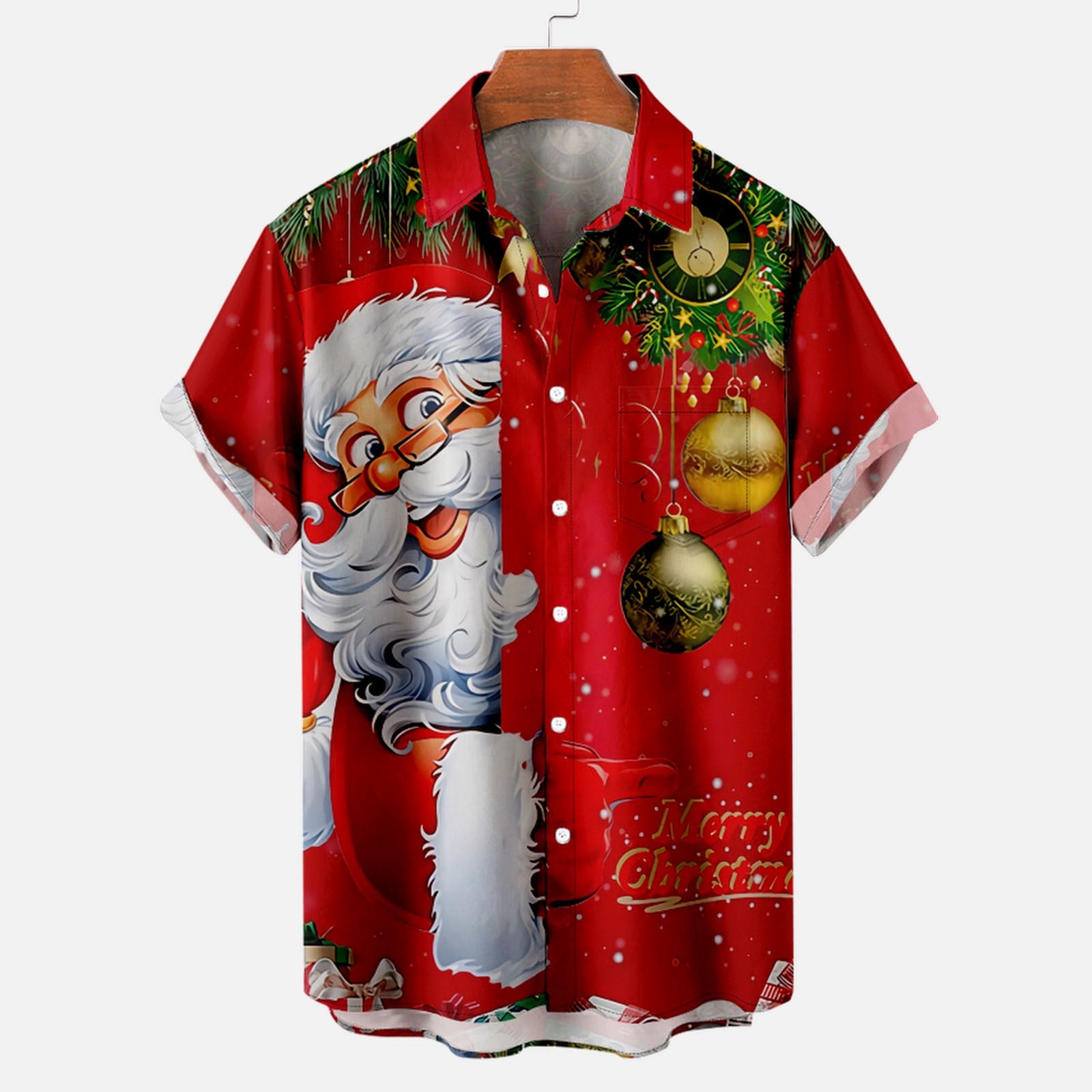lcziwo Hawaiian Shirt Mens Christmas Santa Claus Party Aloha Holiday Beach Short Sleeve Shirts Casual Button Down Vacation Top 2024 Green XXXXL