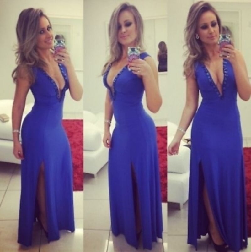 long blue dress with split
