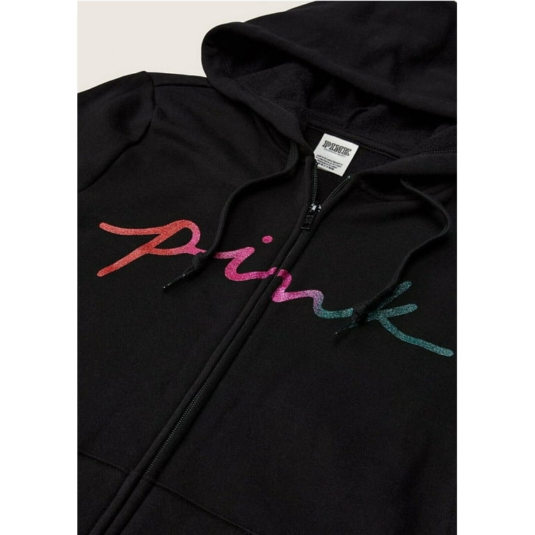 Victoria's Secret Pink Perfect Full Zip Hoodie Black Bling Victoria's Secret Pink Perfect Full Zip Hoodie Black Bling