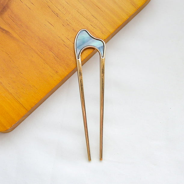 Horquilla de metal con forma de U para el pelo, con cabeza esférica, elegante y sencilla, accesorio para el pelo que combina con todo, para mujer