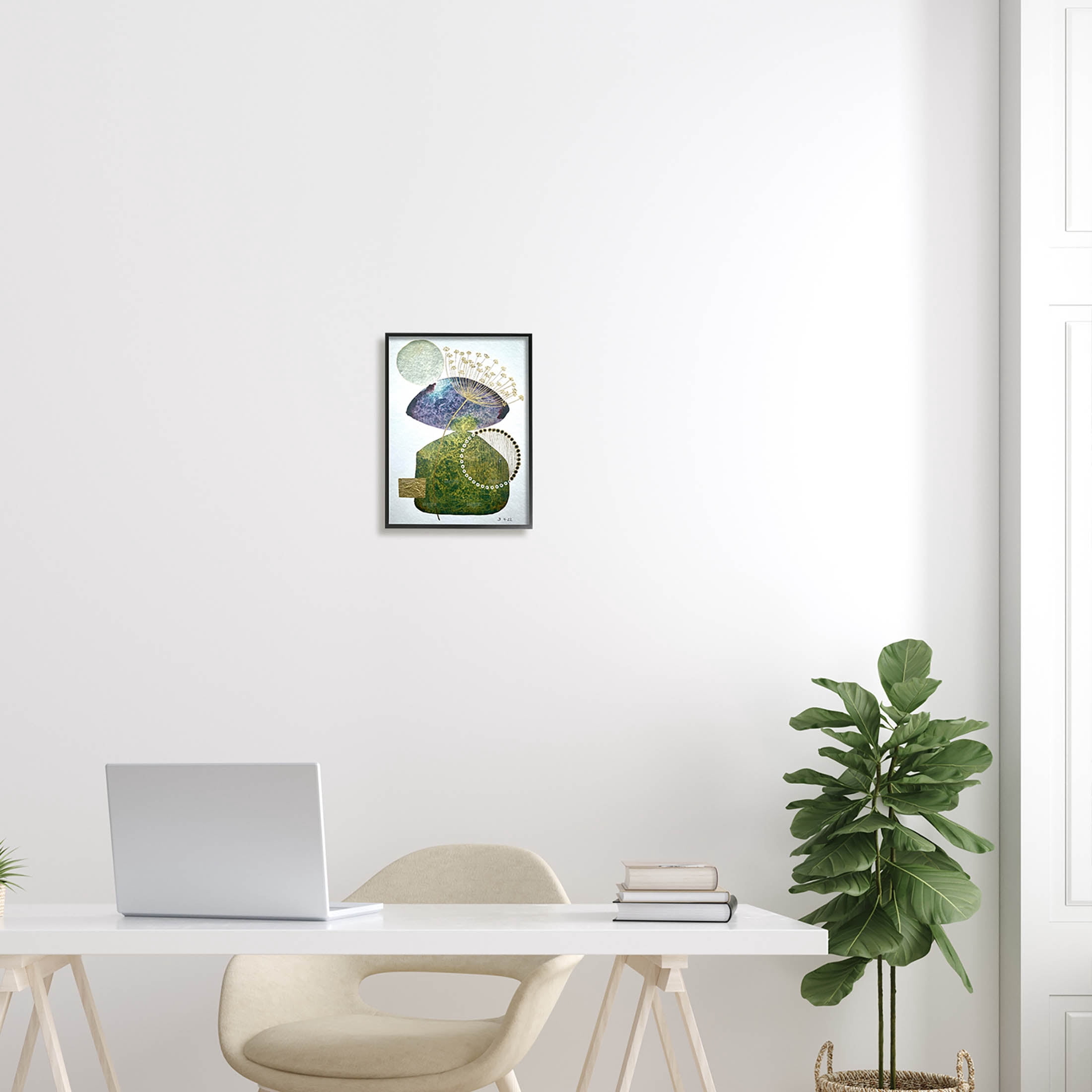 Mossy Botanical Contemporary Nature Abstract Graphic Art Black Framed Art Print Wall Art