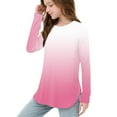 thumbnail image 7 of UQJfacai Girls Long Sleeve Shirts Kids Gradient Graphic Crewneck Tops Fall Curve Hem Side Slit Casual Cute Blouses Tee 3-12 Years, 7 of 7