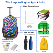 J World Boys and Girls Sunrise 18 Rolling Backpack for School and Travel, Quantum