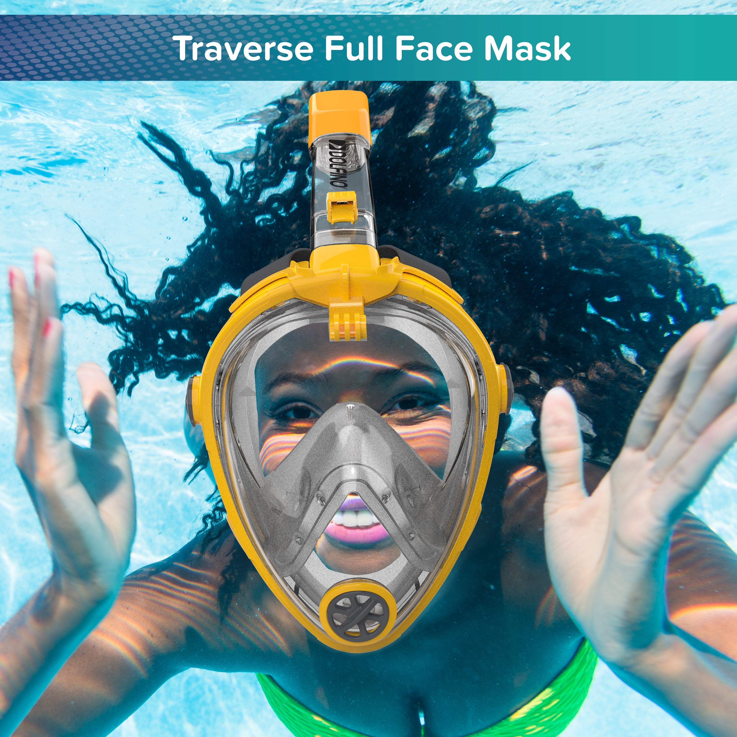 (2 pack) Dolfino Traverse Full Face Mask for Snorkeling, Orange, LARGE/XL, Ages 12+