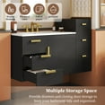 thumbnail image 3 of 30" Wall Mounted Bathroom Vanity with Ceramic Basin Sink, Floating Vanity with Soft-Closing Door and Drawers, Modern Bathroom Cabinet for Bathroom, Black, 3 of 9